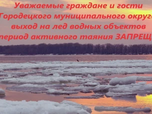 Выход на ледовое покрытие всех водных объектов в границах Городецкого муниципального округа в период ледостава и активного таяния льда ЗАПРЕЩЕН